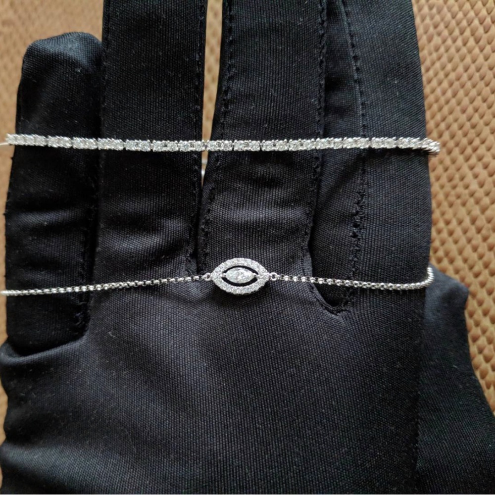 18k Diamond Tennis Bracelet, 1ct and 0.3ct